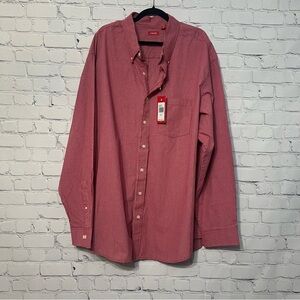 IZOD Men's Shirt LS Essential Woven Button Down Plaid Red White Size 3XLT NWT